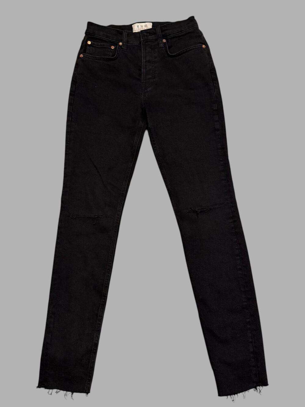 Free People We The Free Black Distressed Raw Hem Skinny Jeans Women's Size 26